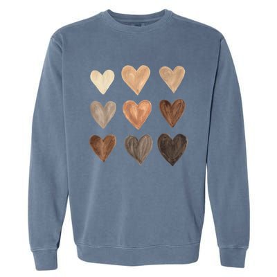 Diversity Heart Skin Tones Black Pride Melanin Kindness Gift Funny Gift Garment-Dyed Sweatshirt