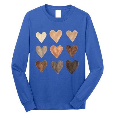 Diversity Heart Skin Tones Black Pride Melanin Kindness Gift Funny Gift Long Sleeve Shirt