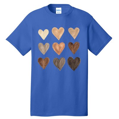 Diversity Heart Skin Tones Black Pride Melanin Kindness Gift Funny Gift Tall T-Shirt