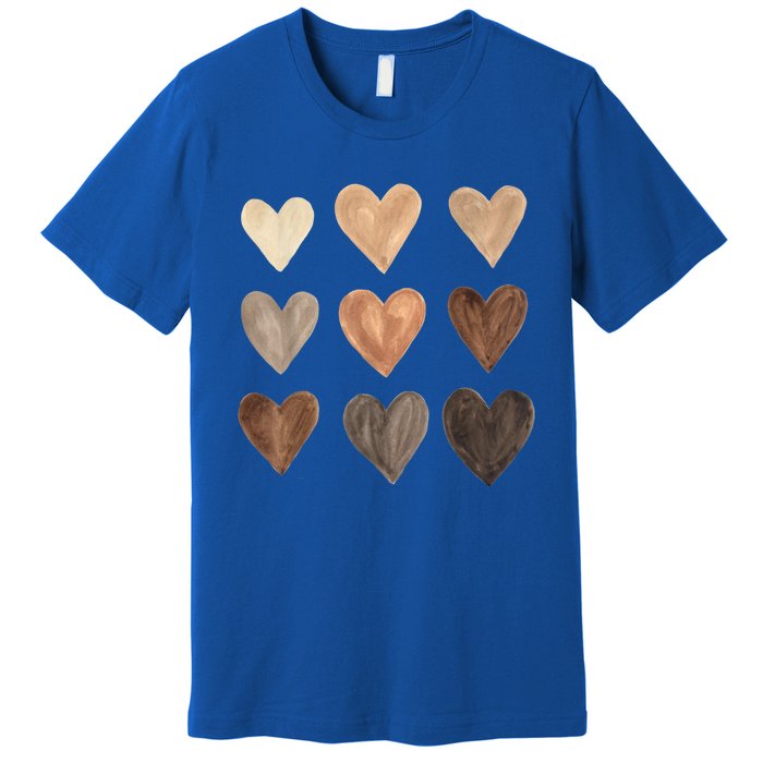 Diversity Heart Skin Tones Black Pride Melanin Kindness Gift Funny Gift Premium T-Shirt