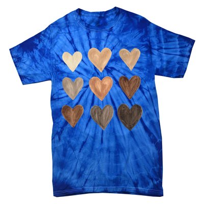 Diversity Heart Skin Tones Black Pride Melanin Kindness Gift Funny Gift Tie-Dye T-Shirt