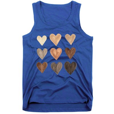 Diversity Heart Skin Tones Black Pride Melanin Kindness Gift Funny Gift Tank Top