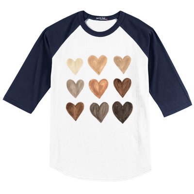 Diversity Heart Skin Tones Black Pride Melanin Kindness Gift Funny Gift Baseball Sleeve Shirt