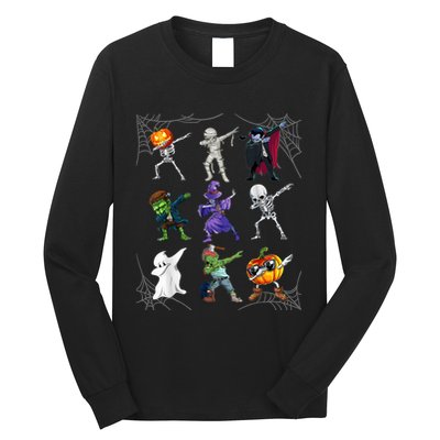 Dabbing Halloween Skeleton Zombie Scary Pumpkin Mummy Long Sleeve Shirt