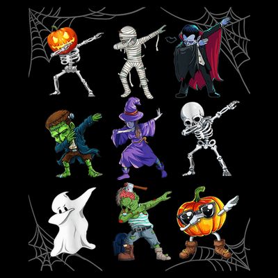 Dabbing Halloween Skeleton Zombie Scary Pumpkin Mummy T-Shirt