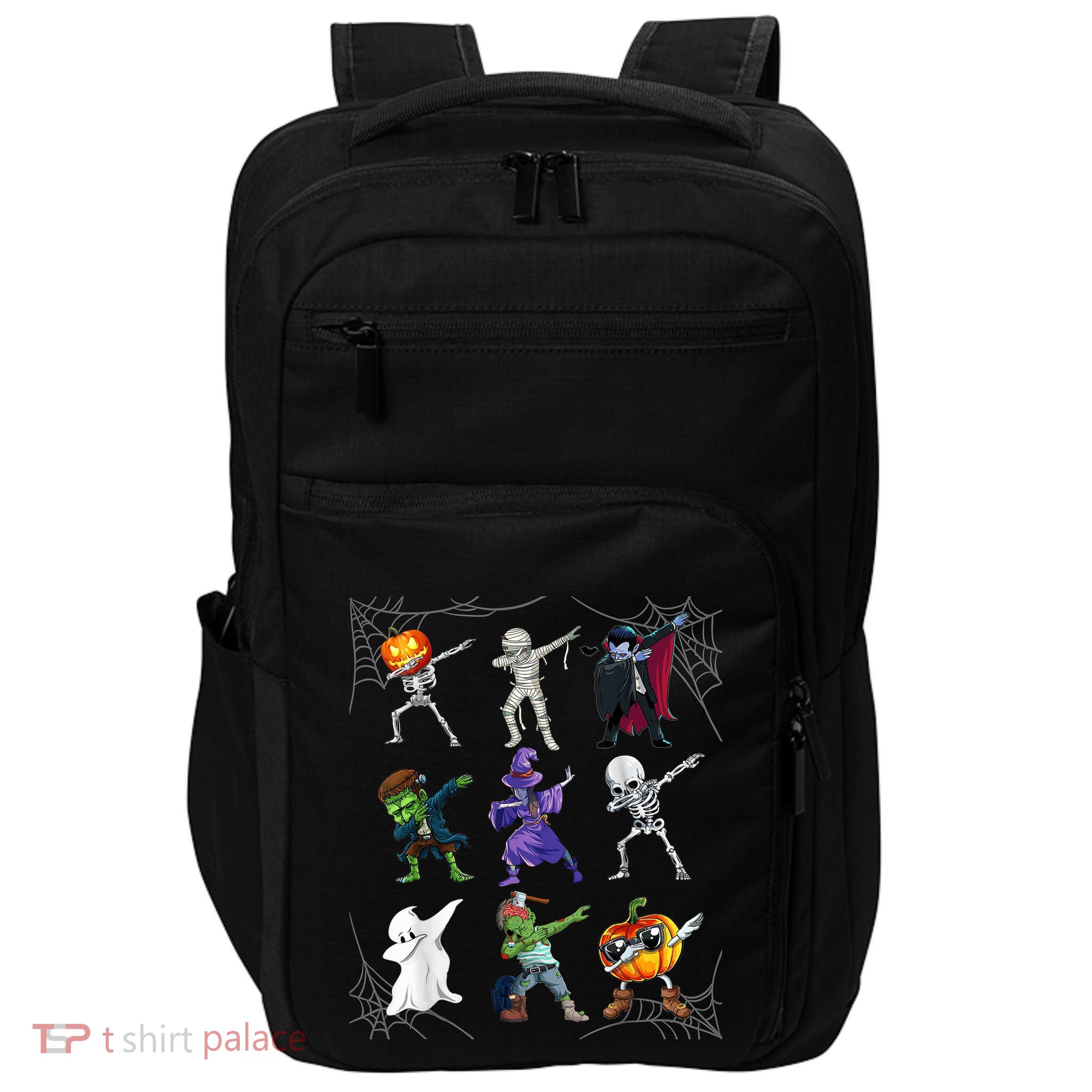 Dabbing Halloween Skeleton Zombie Scary Pumpkin Mummy Impact Tech Backpack