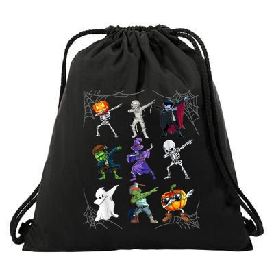 Dabbing Halloween Skeleton Zombie Scary Pumpkin Mummy Drawstring Bag