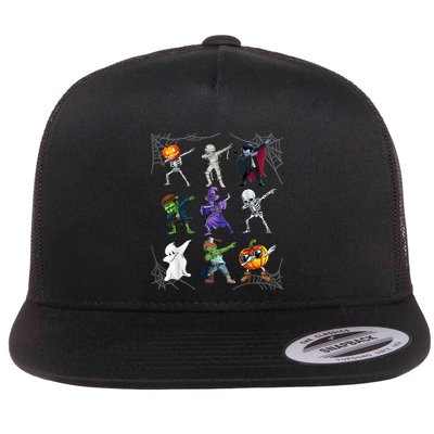 Dabbing Halloween Skeleton Zombie Scary Pumpkin Mummy Flatbill Hat