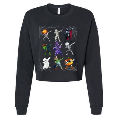 Dabbing Halloween Skeleton Zombie Scary Pumpkin Mummy Cropped Pullover Crew