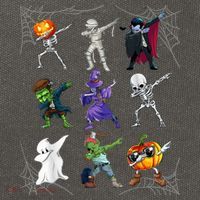 Dabbing Halloween Skeleton Zombie Scary Pumpkin Mummy Cotton Canvas Backpack