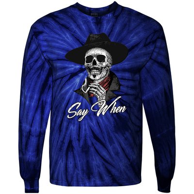 Doc Holiday Say When Skull Tie-Dye Long Sleeve Shirt