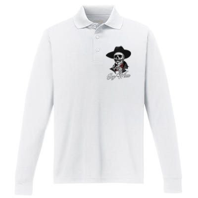 Doc Holiday Say When Skull Performance Long Sleeve Polo