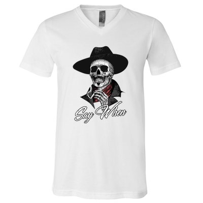 Doc Holiday Say When Skull V-Neck T-Shirt