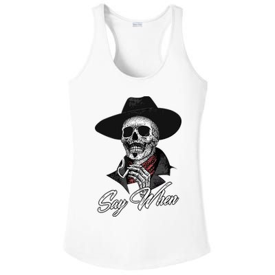 Doc Holiday Say When Skull Ladies PosiCharge Competitor Racerback Tank