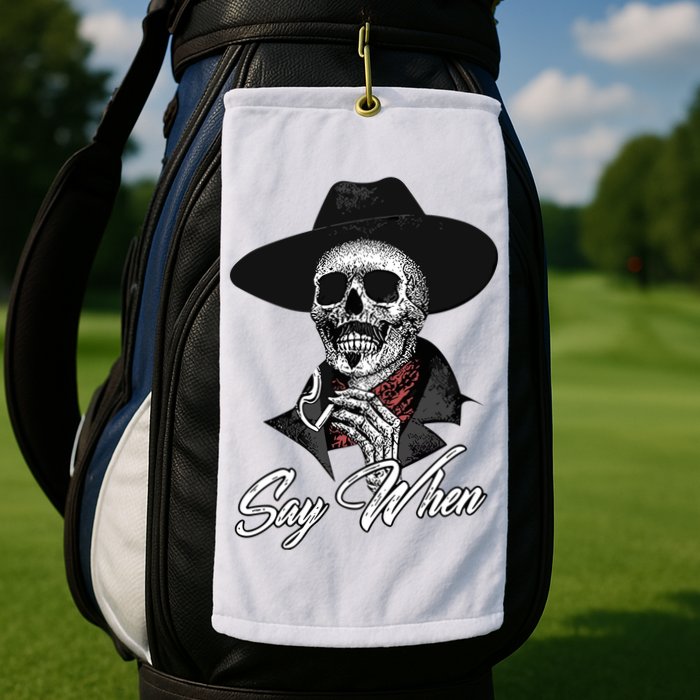 Doc Holiday Say When Skull Golf Towel