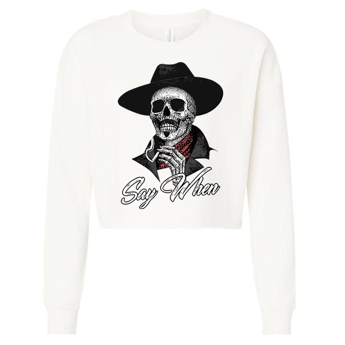 Doc Holiday Say When Skull Cropped Pullover Crew