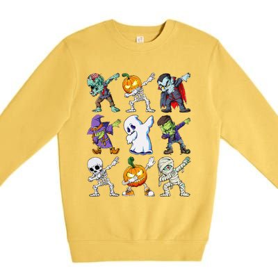 Dabbing Halloween Skeleton Zombie Scary Pumpkin Mummy Premium Crewneck Sweatshirt