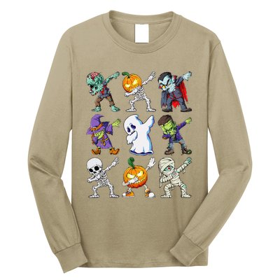 Dabbing Halloween Skeleton Zombie Scary Pumpkin Mummy Long Sleeve Shirt