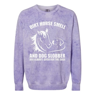 Dirt Horse Smell And Dog Slobber Horse Lover Colorblast Crewneck Sweatshirt