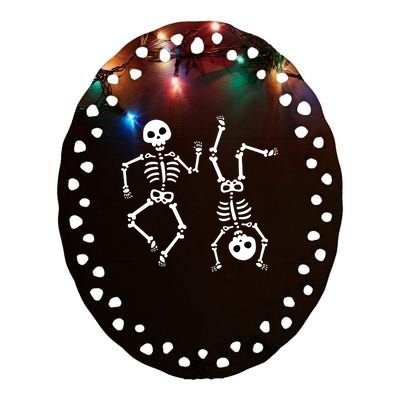 Dance Halloween Skeleton Dancing Gift Ceramic Oval Ornament