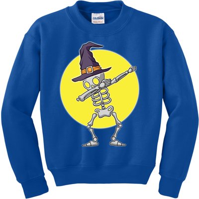 Dabbing Halloween Skeleton Witch Hat Fun Moon Funny Gift Kids Sweatshirt