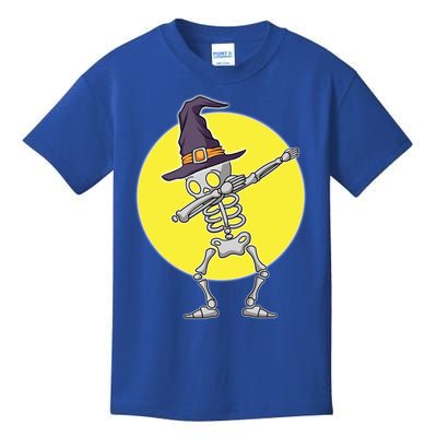 Dabbing Halloween Skeleton Witch Hat Fun Moon Funny Gift Kids T-Shirt