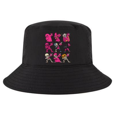 Dabbing Halloween Skeleton Pumpkin Breast Cancer Awareness Cool Comfort Performance Bucket Hat