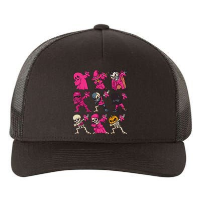 Dabbing Halloween Skeleton Pumpkin Breast Cancer Awareness Yupoong Adult 5-Panel Trucker Hat