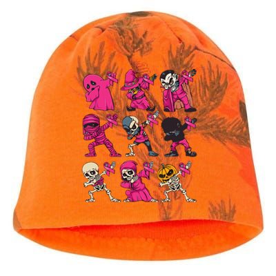 Dabbing Halloween Skeleton Pumpkin Breast Cancer Awareness Kati - Camo Knit Beanie