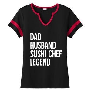 Dad Husband Sushi Chef Gift Ladies Halftime Notch Neck Tee