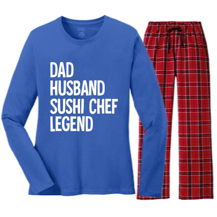 Dad Husband Sushi Chef Gift Women's Long Sleeve Flannel Pajama Set 