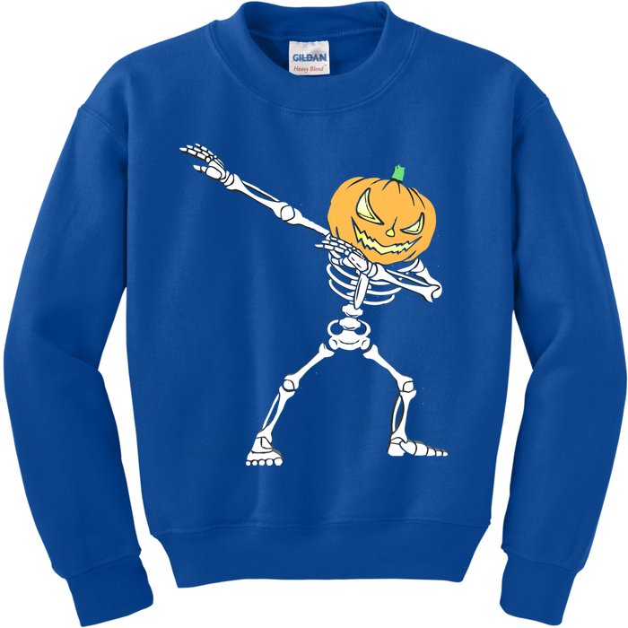 Dabbing Halloween Skeleton Jack O Lantern Pumpkin Skull Dab Gift Kids Sweatshirt