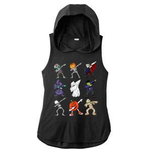 Dabbing Halloween Skeleton Zombie Scary Pumpkin Mummy Ladies PosiCharge Tri-Blend Wicking Draft Hoodie Tank