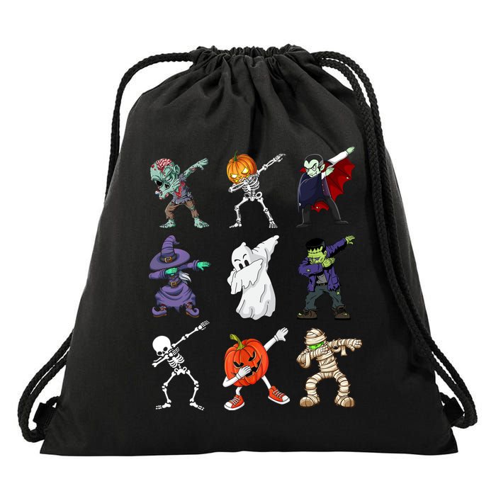 Dabbing Halloween Skeleton Zombie Scary Pumpkin Mummy Drawstring Bag