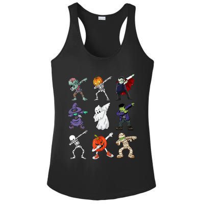 Dabbing Halloween Skeleton Zombie Scary Pumpkin Mummy Ladies PosiCharge Competitor Racerback Tank