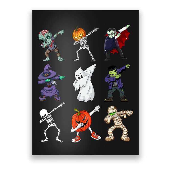 Dabbing Halloween Skeleton Zombie Scary Pumpkin Mummy Poster