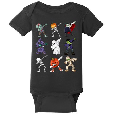 Dabbing Halloween Skeleton Zombie Scary Pumpkin Mummy Baby Bodysuit