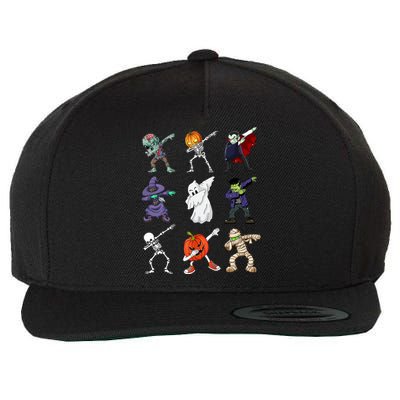 Dabbing Halloween Skeleton Zombie Scary Pumpkin Mummy Wool Snapback Cap