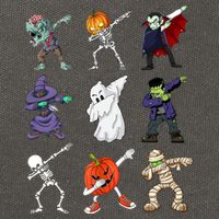 Dabbing Halloween Skeleton Zombie Scary Pumpkin Mummy Cotton Canvas Backpack