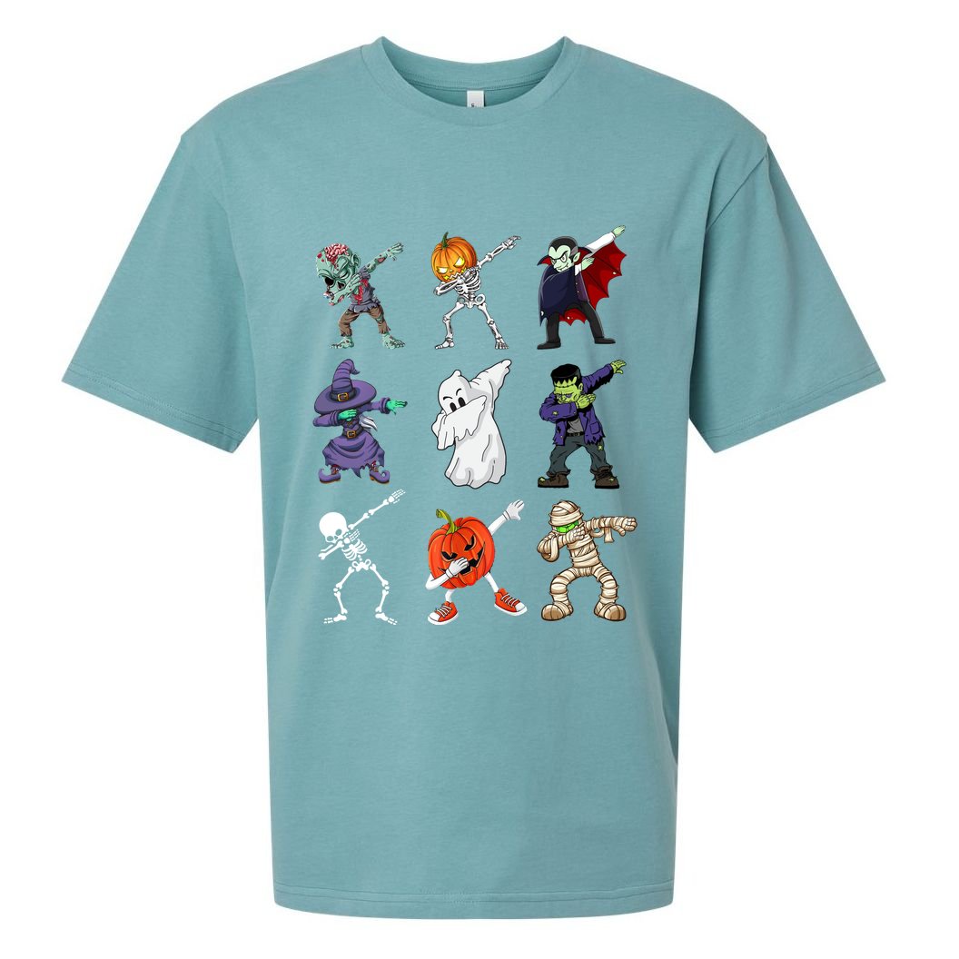 Dabbing Halloween Skeleton Zombie Scary Pumpkin Mummy Sueded Cloud Jersey T-Shirt