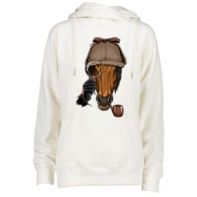 Detective Horse Spy Investigator Animal Horse Lover Cow Gift Womens Funnel Neck Pullover Hood