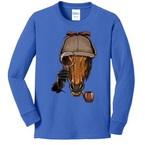 Detective Horse Spy Investigator Animal Horse Lover Cow Gift Kids Long Sleeve Shirt