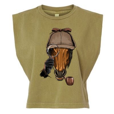 Detective Horse Spy Investigator Animal Horse Lover Cow Gift Garment-Dyed Women's Muscle Tee