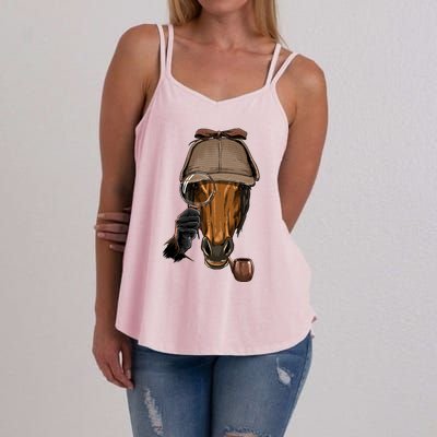 Detective Horse Spy Investigator Animal Horse Lover Cow Gift Women's Strappy Tank