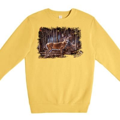 Deer Hunting Scene Premium Crewneck Sweatshirt