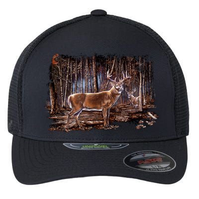 Deer Hunting Scene Flexfit Unipanel Trucker Cap