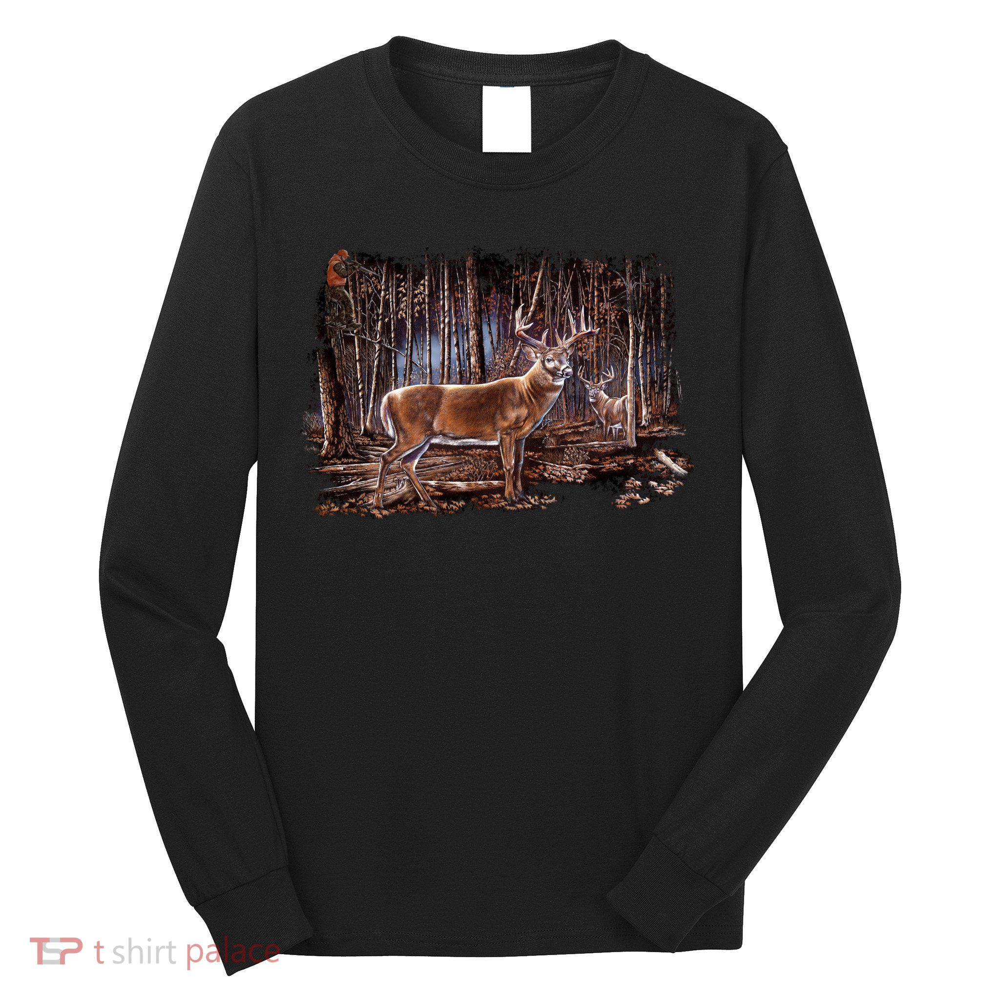 Deer Hunting Scene Long Sleeve Shirt