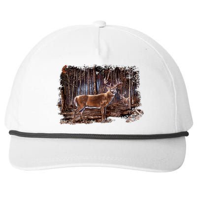 Deer Hunting Scene Snapback Five-Panel Rope Hat