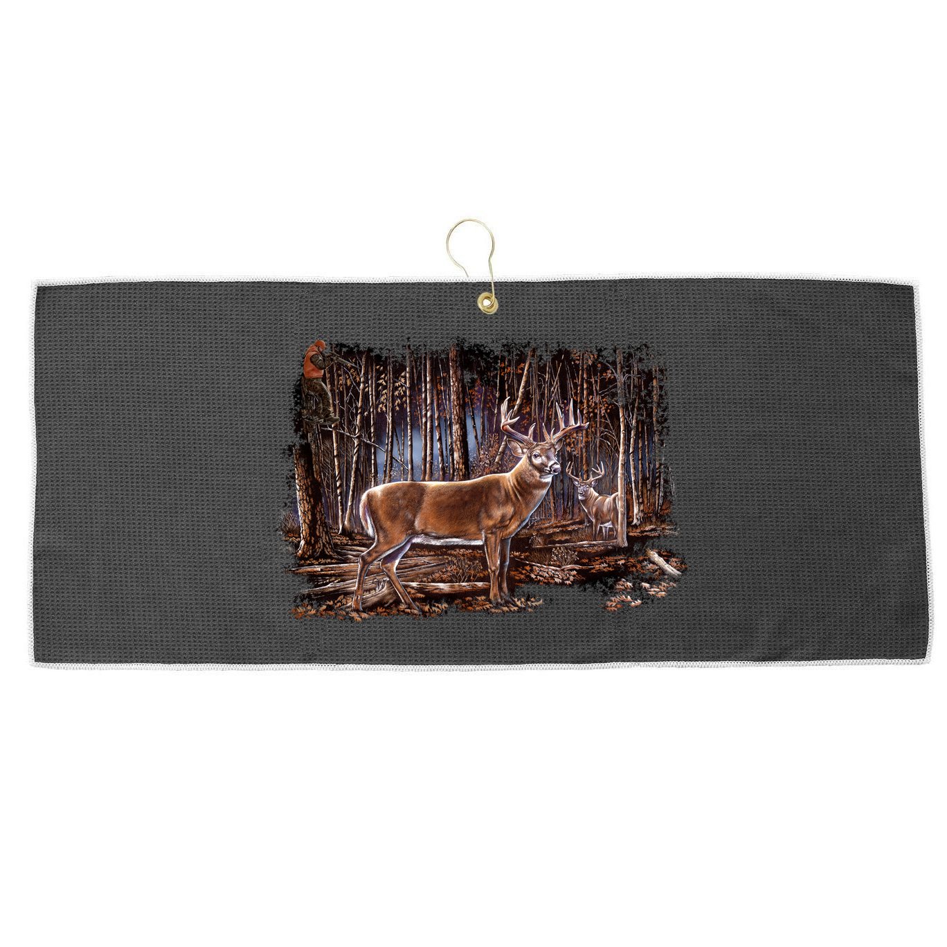 Deer Hunting Scene Large Microfiber Waffle Golf Towel