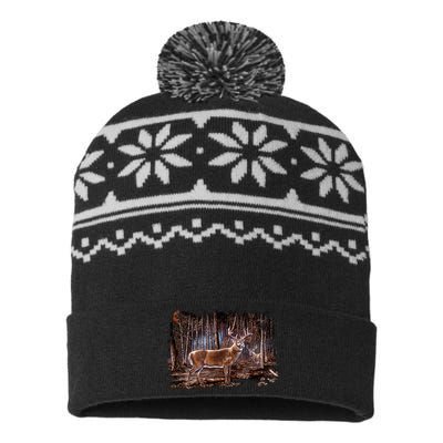 Deer Hunting Scene USA-Made Snowflake Beanie